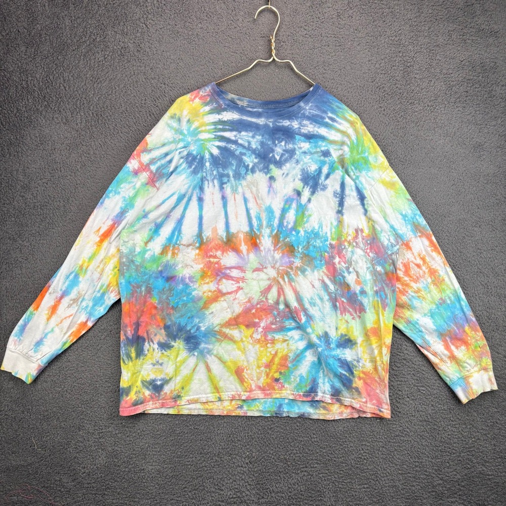 Fruit of the Loom Platinum Tie Dye Long Sleeve Shirt Mens 2XL Psychedelic Hippie